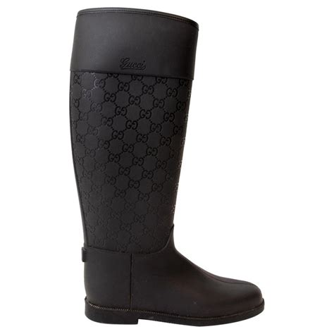 gucci rubber heel boots|gucci monogram thigh high boots.